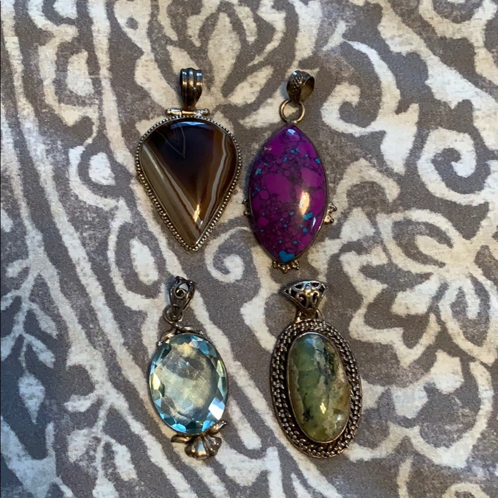 Stone and silver pendants